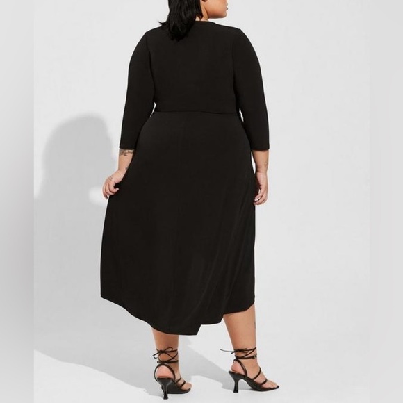 Women’s Tea Length Studio Knit Deep V Bodycon black Dress size 5X - Picture 10 of 12